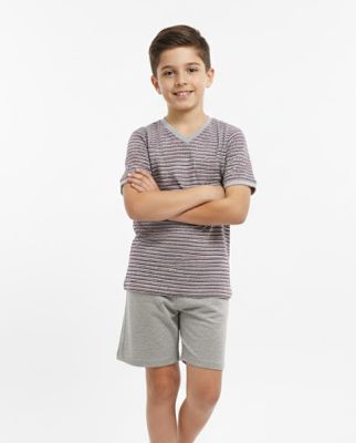 Pijama Verano Remera Manga Corta Estampado Rayado y Short