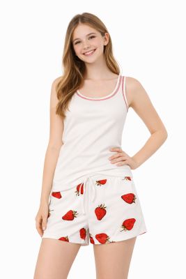 Pijama Verano Remera Musculosa y Short Estampado Frutilla