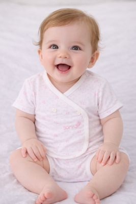 Conjunto Algodon Batita Manga Corta y Tapa Pañal Estampado