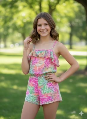 Enterito Mono Algodon Estampado Con Volados