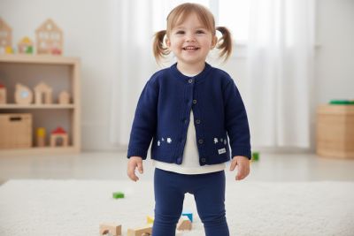 Saco Tejido de Botones y Flores bordada