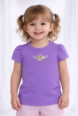 Remera Modal con Manga Japonesa con Corazon de Lentejuelas