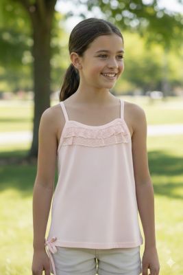 Remera Musculosa de Breteles con Volados de Broderie