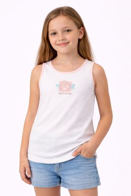 Remera Musculosa con Rosa Bordada