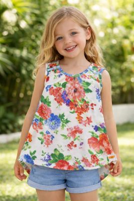 Remera Musculosa Estampada de Flores