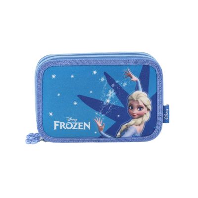 Cartuchera Elsa Frozen - 2 Divisiones - Frente Con Glitter