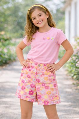 Short Tela Estampada Poplin