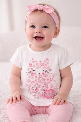 Remera Manga Corta para Nena Estampado Gatito