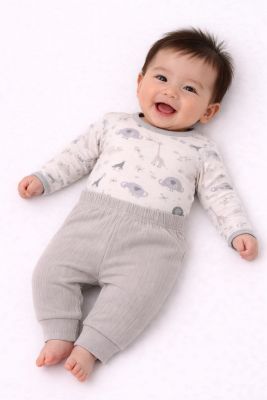 Conjunto Algodon Medio Osito Sin Pie Body M/Larga Estampada Animales