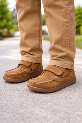 Zapato Nautico Con Velcro de Gamuza - Mocasin