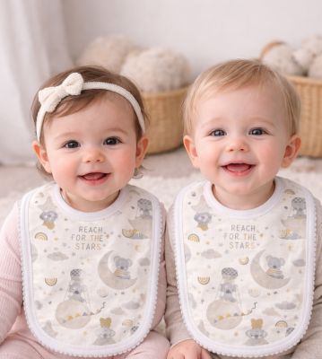 Babero de Algodon Y Toalla Picot Estampado