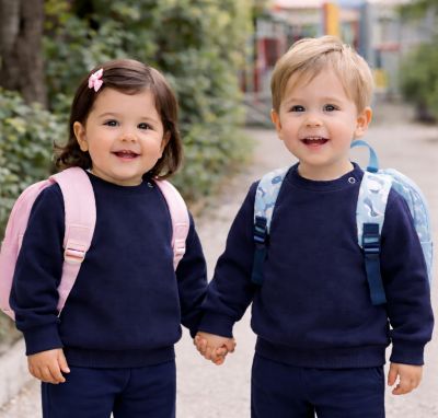 Buzo de Algodon Frizado Colegial Cuello Redondo