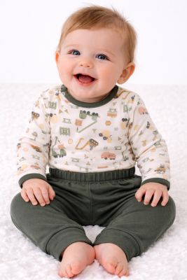 Conjunto Medio Osito Sin Pie y Body Manga Larga Estampada Dinodaurios