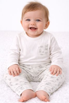 Conjunto Medio Osito Sin Pie y Body Manga Larga Estampada Osos