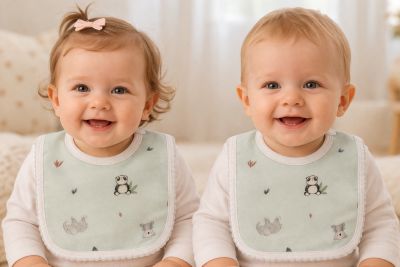 Babero Estampado Doble Algodón Con Velcro