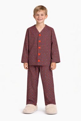 Pijama Invierno Viyela Boton Estampado de Mosaicos