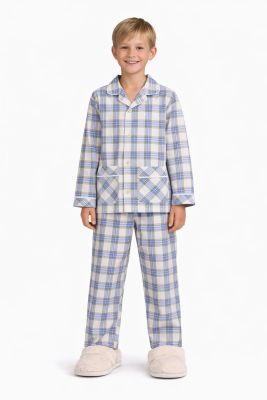 Pijama de Invierno con Botones Estampado Escoces