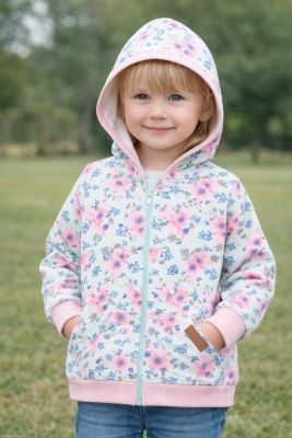 Campera de algodon frizada estampada