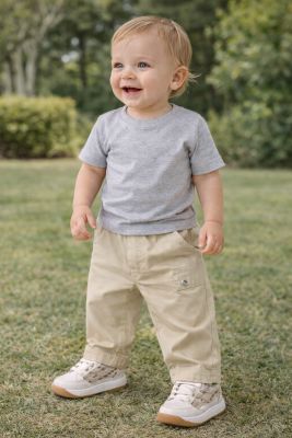 Pantalon de Microfibra Forrado con Cintura Elastizada