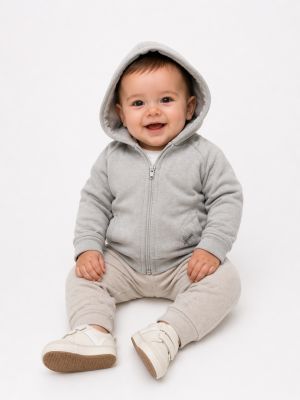 Campera de Algodon Frizado con Capucha Liso