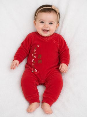 Enterito Plush Algodon Con Flores Bordadas