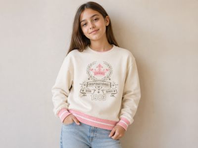 Buzo de Algodon Frizado Estampado Corona y Brillo