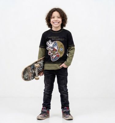 Buzo de Algodon Frizado Sin Capucha Estampado Mickey Mouse