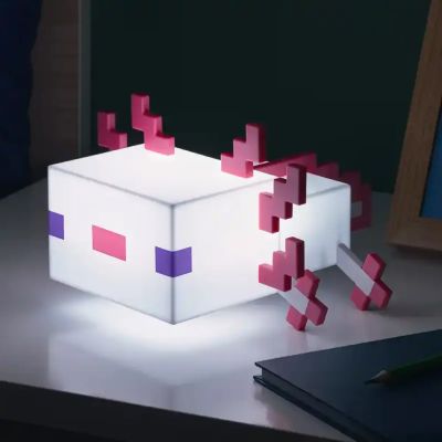 Lampara Minecraft Axolotl - Ajolote - Velador - 5 Colores De Luz