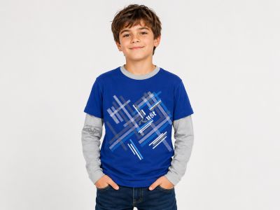 Remera Manga Larga Estampado Con Rayas