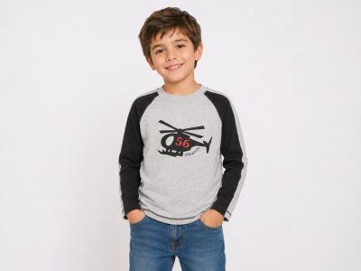Remera Manga Larga Estampado Helicoptero