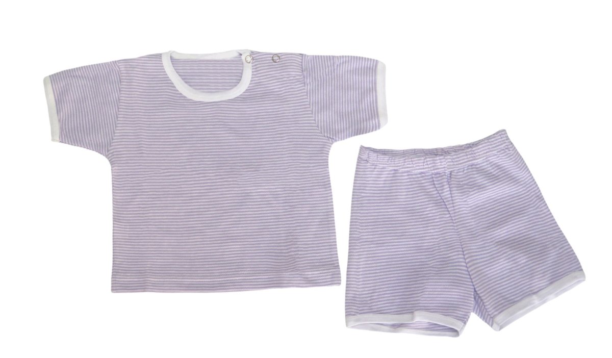 Pijama Verano Remera Manga Corta y Short de Pique Rayado