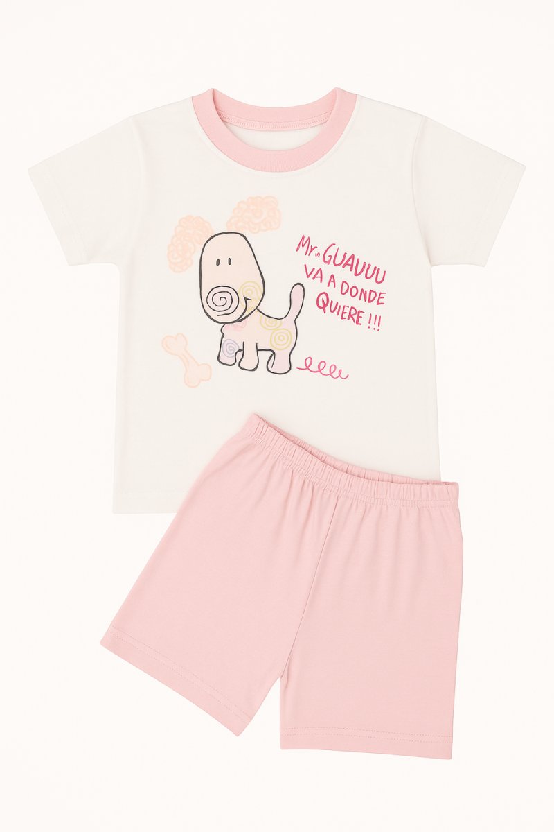 Pijama Verano Remera Manga Corta y Shot Estampado Perro