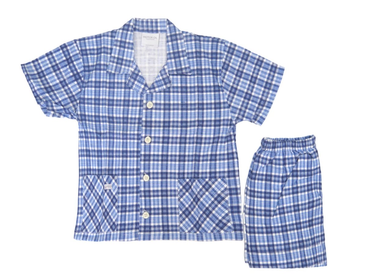 Pijama De Algodon A Cuadros Con Botones Adelante