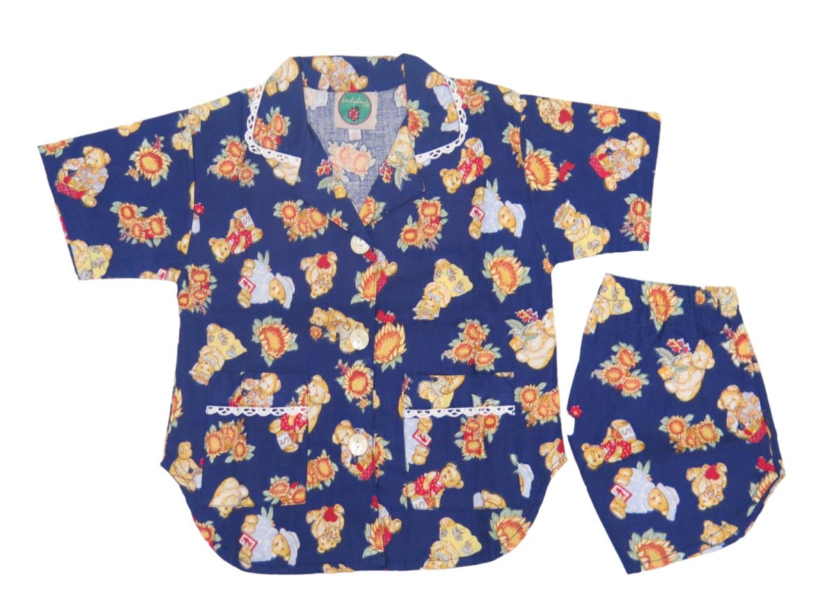 Pijama verano con botones y osos estampados