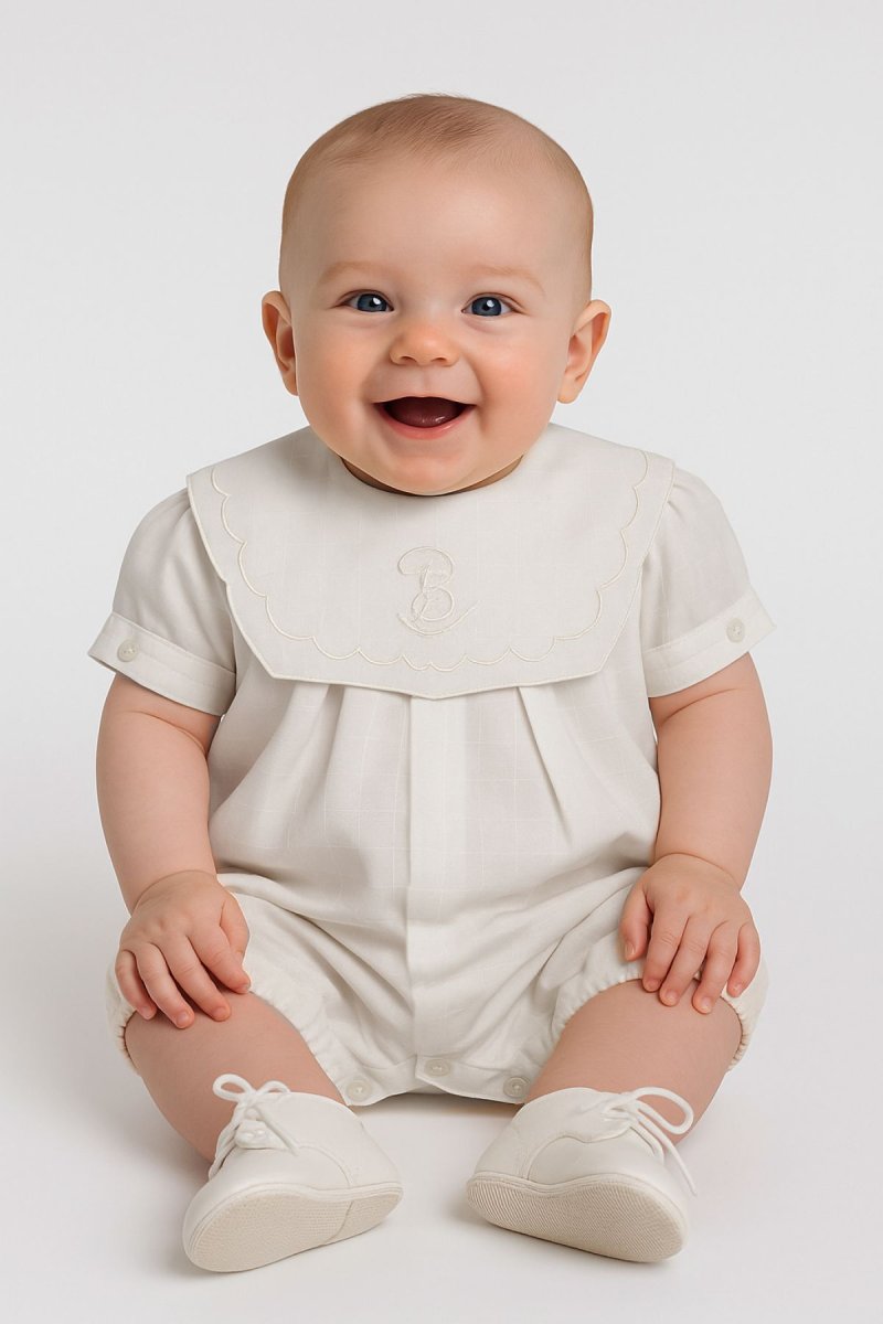 Enteritos Babucha Batista labrado con cuello bordado