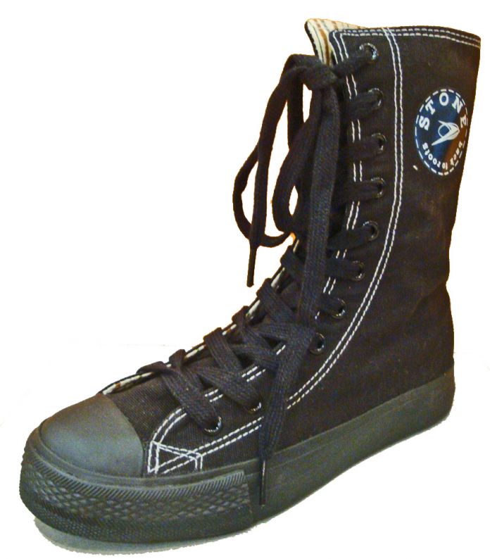 Bota Tela Negra Tipo All Star Lona Basket Basquet