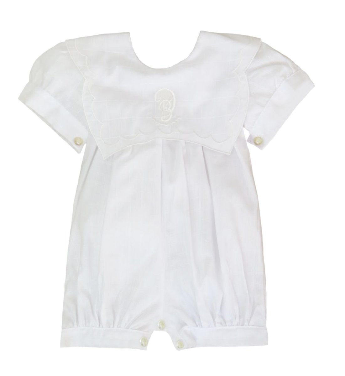 Enteritos Babucha  Batista labrado con bordado en cuello