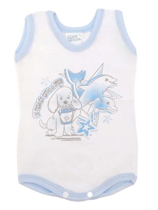Body musculosa de algodon estampado delfines y perro bebe