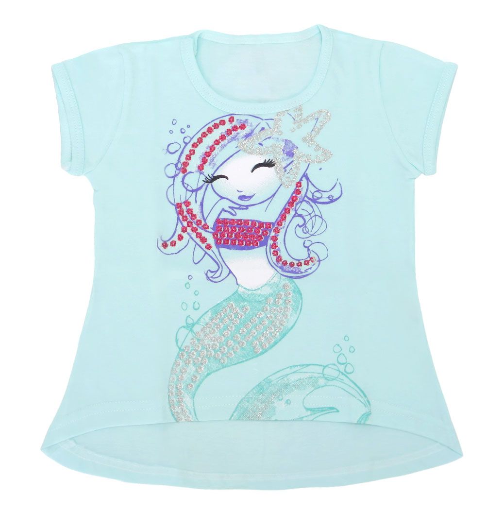 Remera Manga Corta Estampado Nena con Glitter