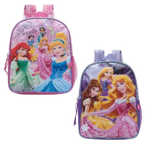 Mochila Espalda Con Princesas en Relieve Ariel - Blancanieves - Jazmin - Aurora - Cenicienta