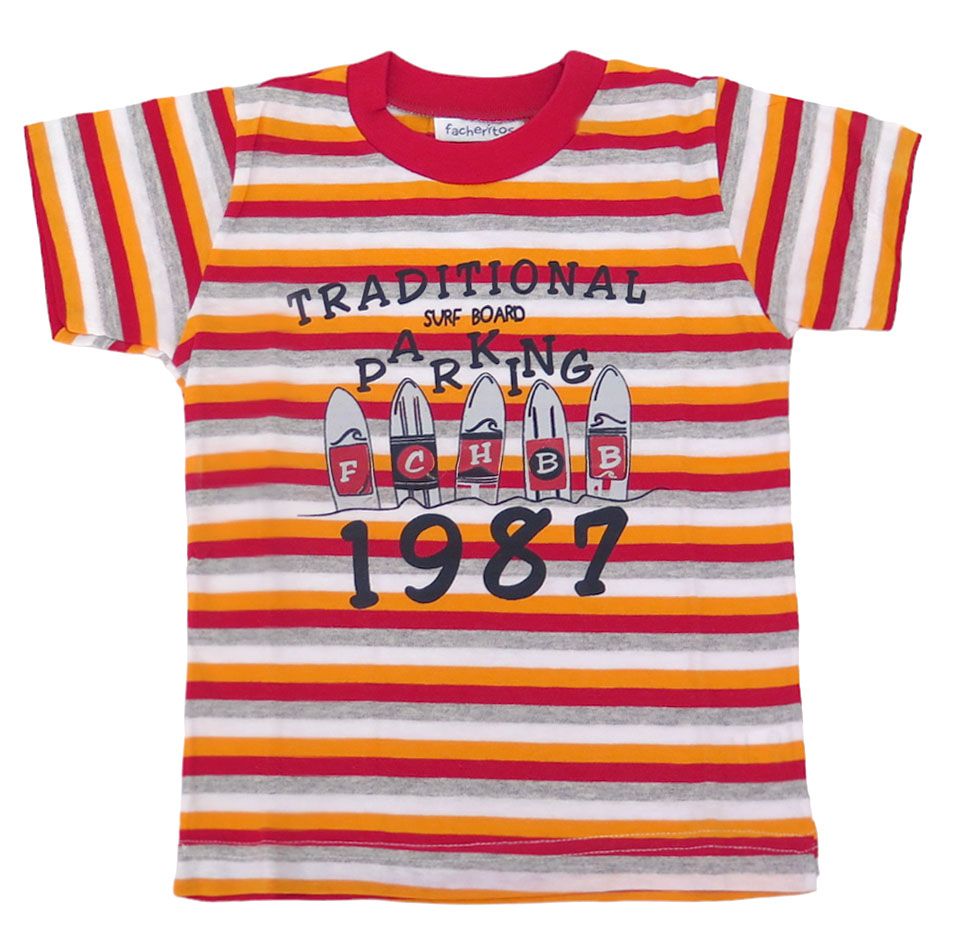 Remera Manga Corta Estampado Rayada