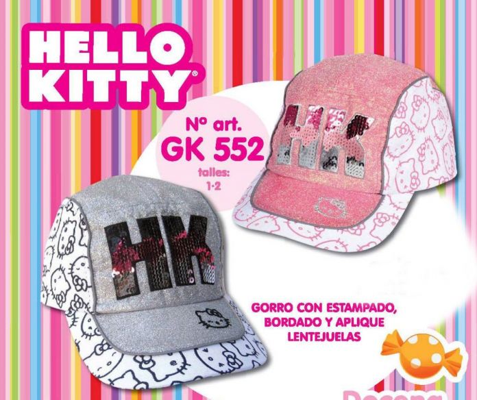 Gorro Cap Visera Hello Kitty con Glitter y Lentejuelas Regulable