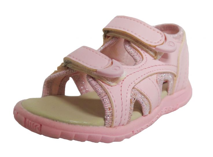 Sandalia de Cuerina con Doble Velcro y Brillo