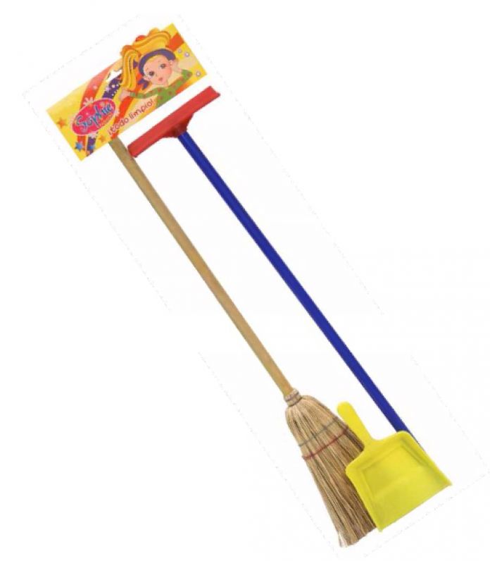 Set de limpieza, 3 piezas con escoba