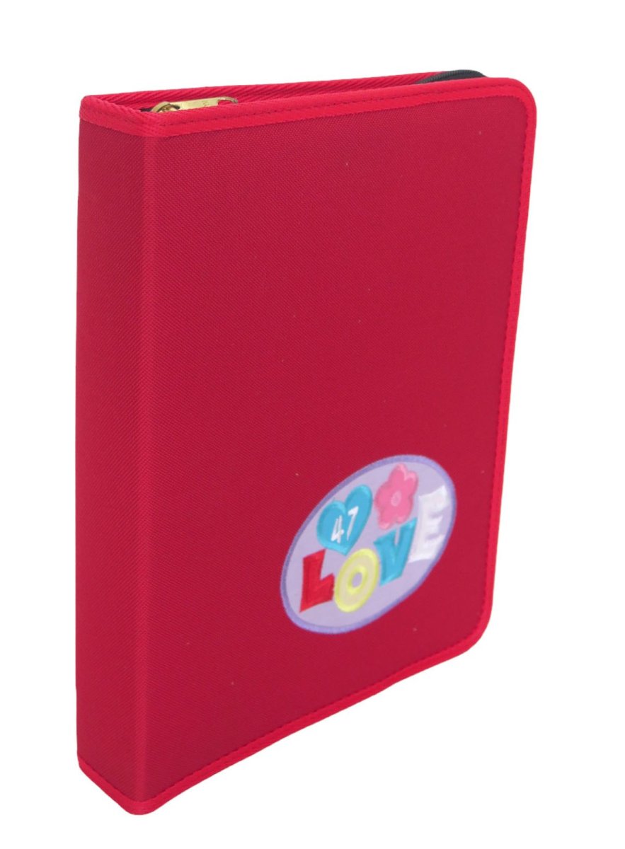 Carpeta N° 3 Forrada En Tela Con Cierre 3 Ganchos- Bordado De Love Con Cierre
