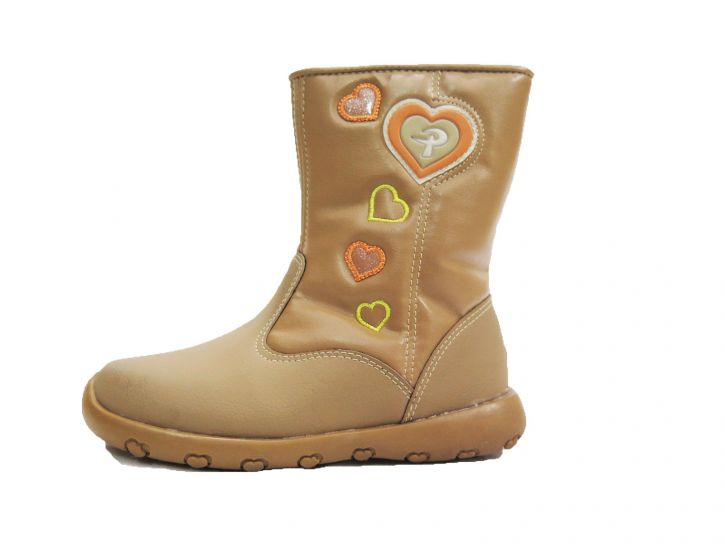 Bota de Cuerina con Corazones Bordados