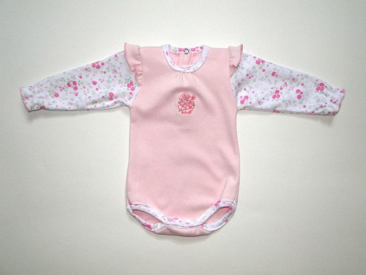 Body De Vestir Combinado Manga Larga Floreado