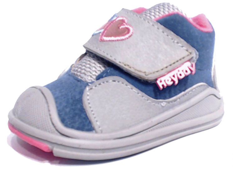 Bota Botita Velcro  Gamuza y Cuerina Corazon Bordado