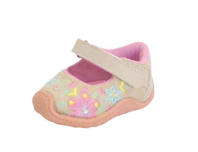 Guillermina Velcro Bordada Flores Gamuza y Cuerina