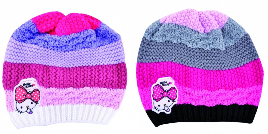 Gorro Tejido Con Aplique Rosa Y Blanco Kitty